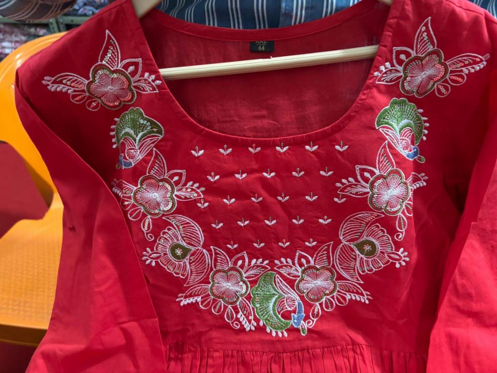 Cotton Embroidery Three Piece Suit