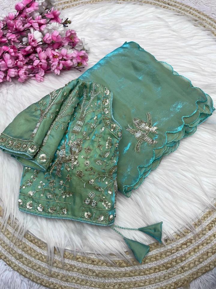FENDY SATIN HAND WORK SAREE