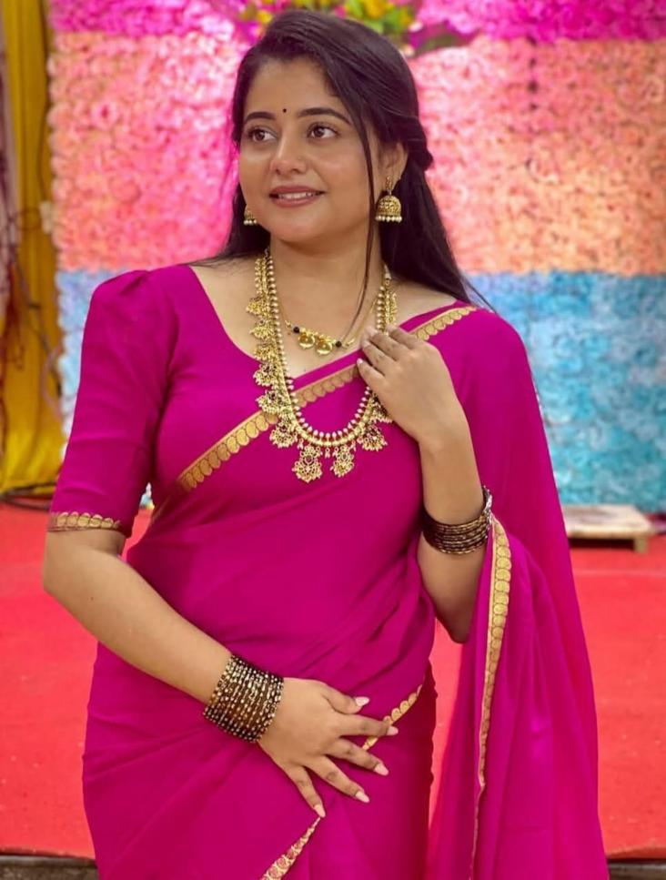 Pure VISCOSE silk 3/3  Fancy Border Sarees