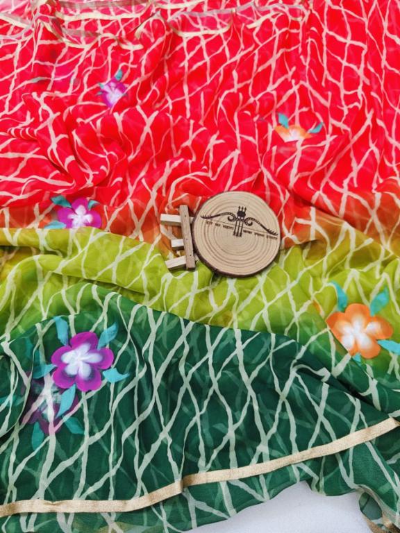 Chiffon Saree with Digital and Brush Print!