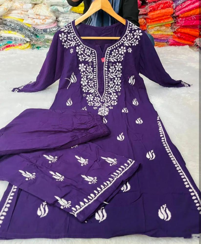 Latest trending Lucknowi Chikankari Handwork Palazzo Set