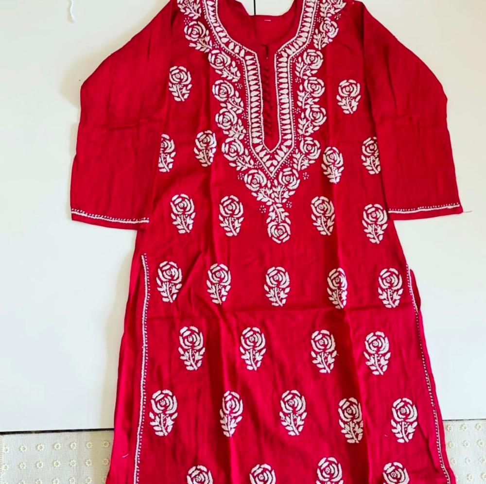 Floral embroidery beautiful     Cotton trending kurti