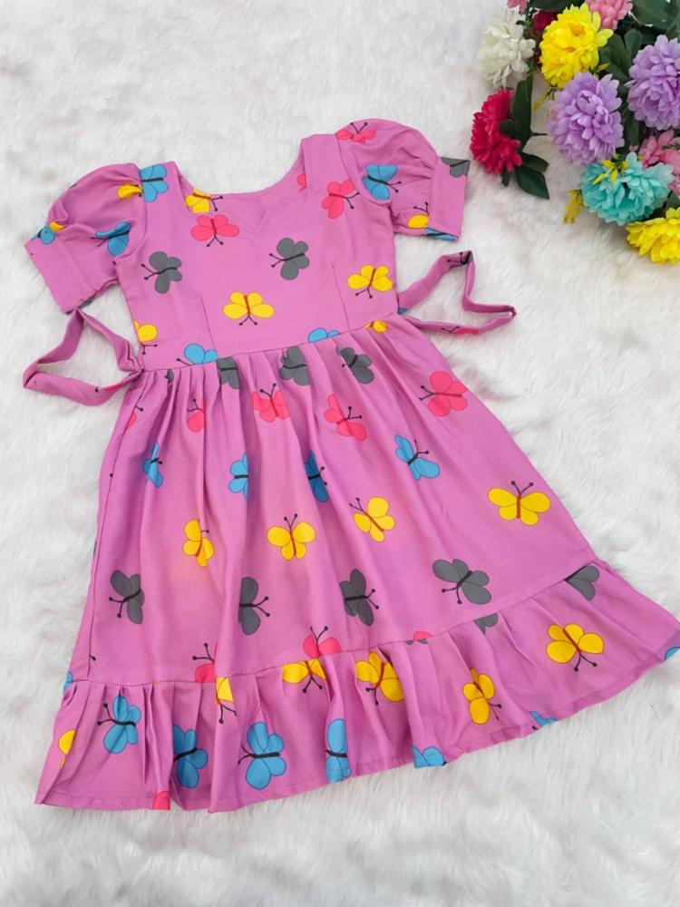 pretty look dress for baby girls pink  beautiful butterfly \uD83E\uDD8B 