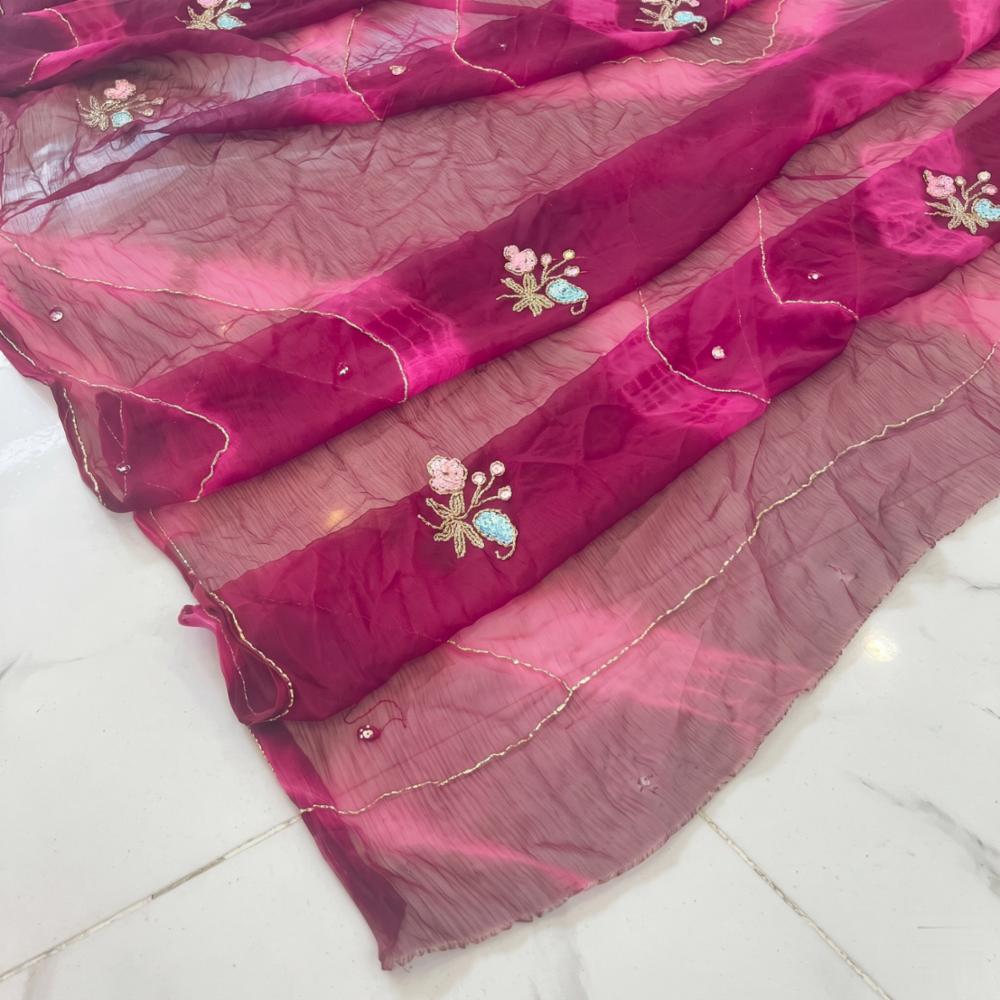 Premium Semi-Chiffon Saree with Cut-Dana Butti & Jaal Work