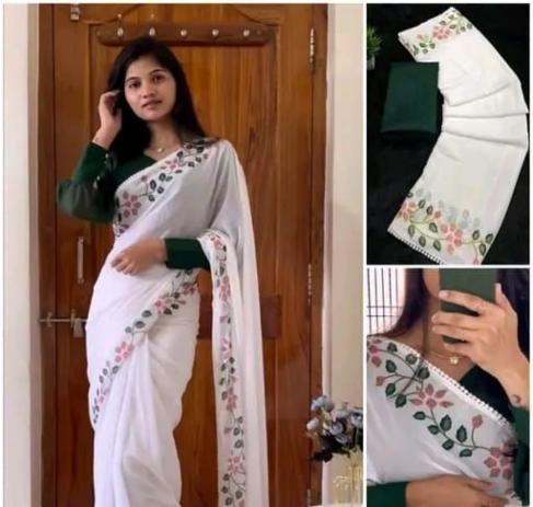 Multicolour Dot Print Soft Georgette Saree for Women
