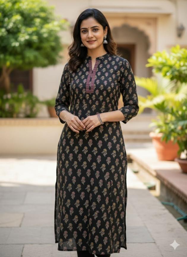 Capsule and Viscose Silk Foil Print Long Kurtis for Women