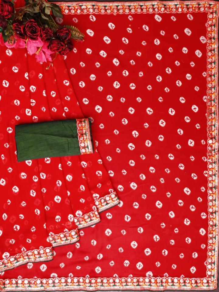 Queen's Choice Georgette Coin Print Saree with Silk Blouse!