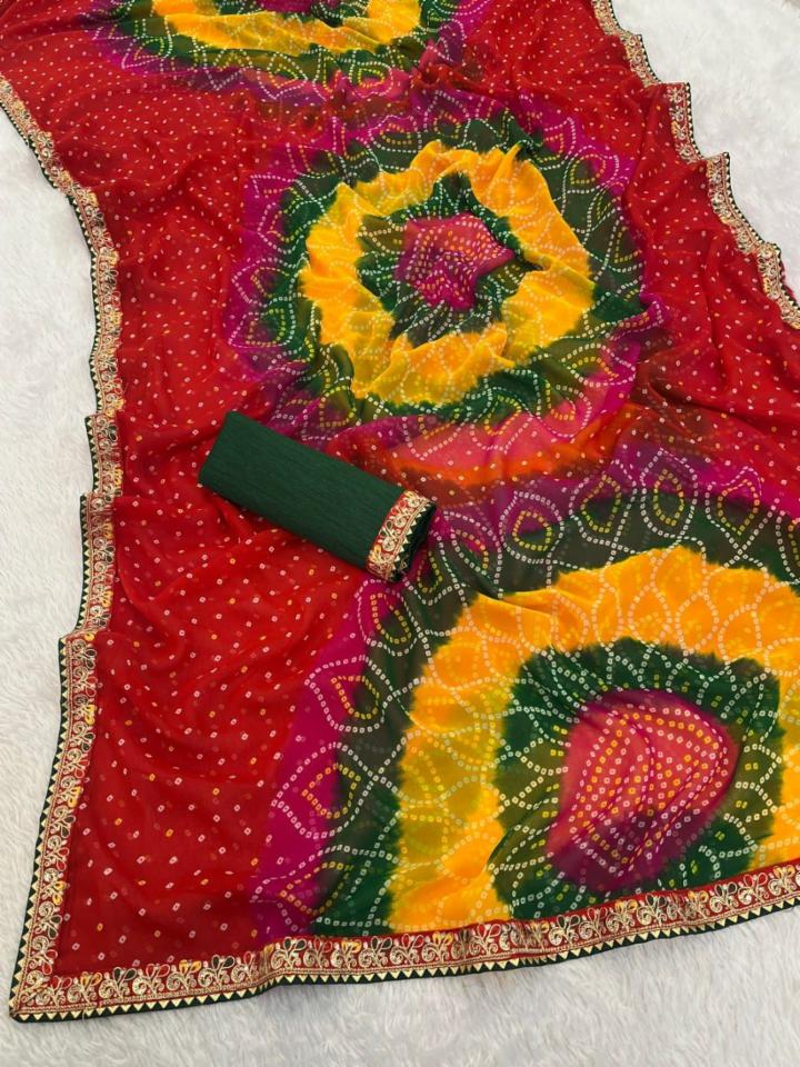 Charming Circle Vibes Printed Georgette Saree with Blouse!