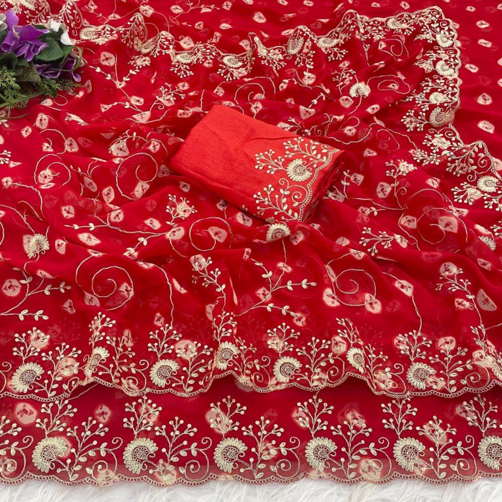 Royal Rajasthan Jal Work Georgette Saree with Blouse Piece!