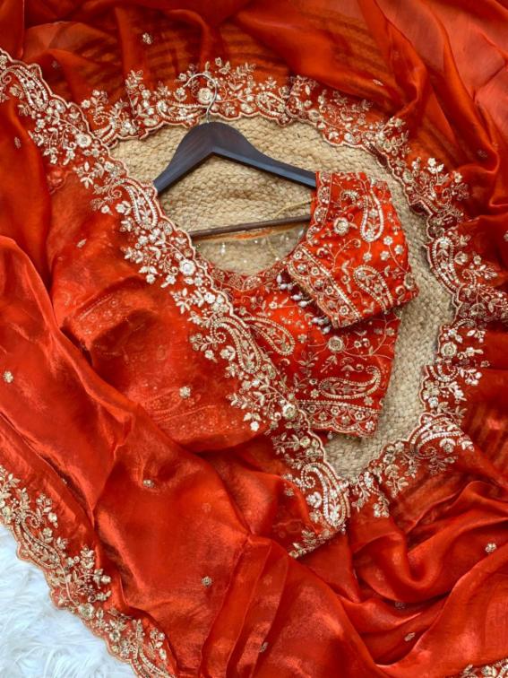 Fandy Satin Embroidered Saree with Blouse â Soft Elegant Saree for Sarees