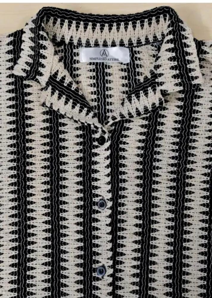 Black and White Corosia Net Shirt for Women