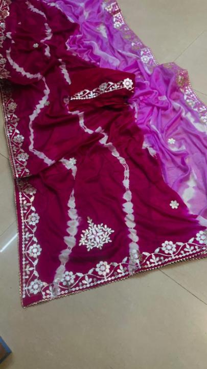 Chinon Fabric Saree with Matching Blouse and Roll Pressed Finish
