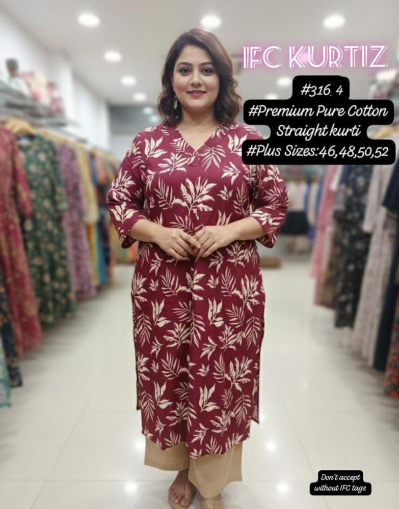 IFC Plus Size Straight Kurti Cotton Rayon!