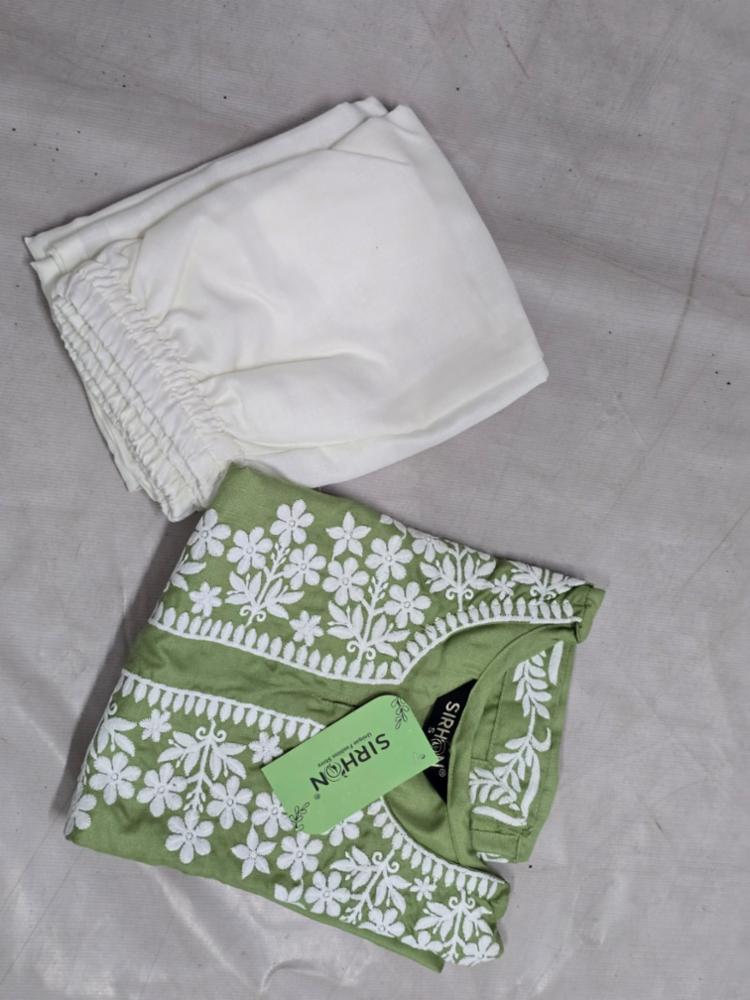 Chikankari Rayon Kurti Set with Pant Palazzo