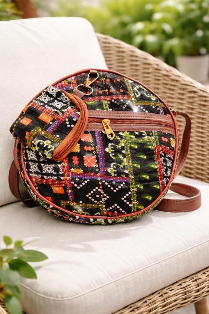 Handcrafted Fabric Sling Bag with Ethnic Print  for Women