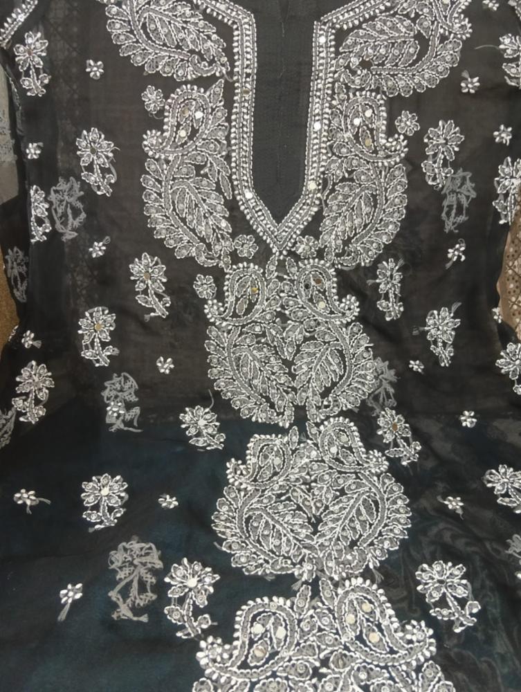 Georgette Heavy Chikankari Hand Work Kurti With inner