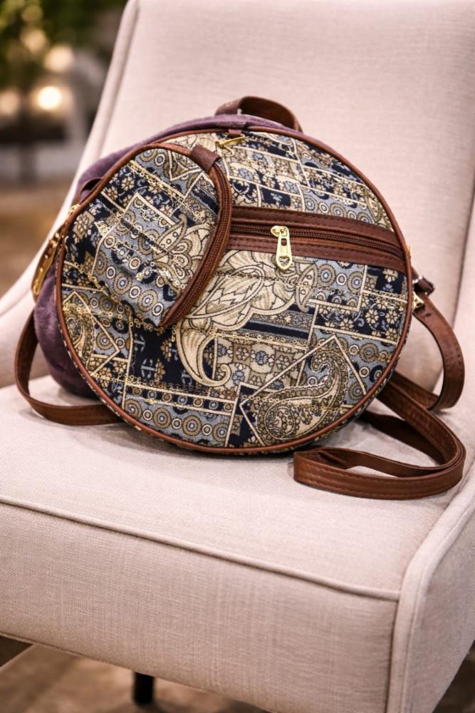 Fabric Sling Bag with Ethnic Print.