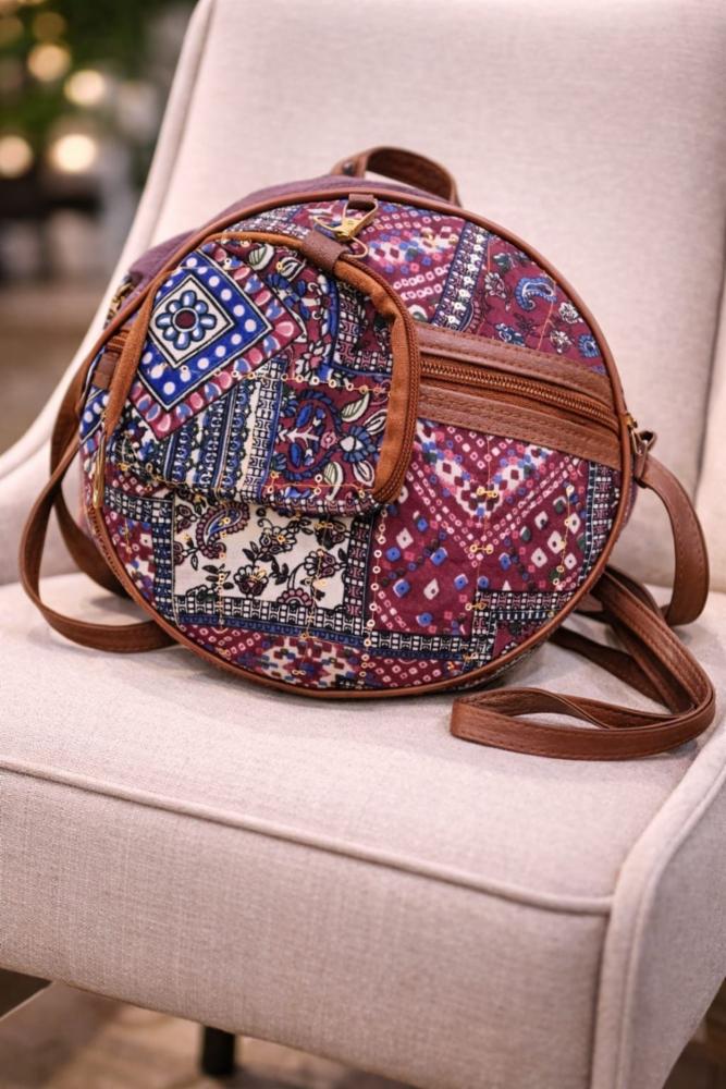 Fabric Printed Ladies Sling Bag with Ethnic Patterns .