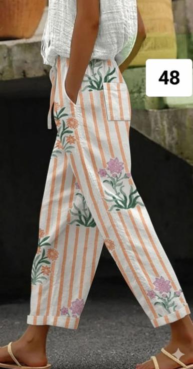 Geometric Print Cotton Blend Harem Pant with Pocket