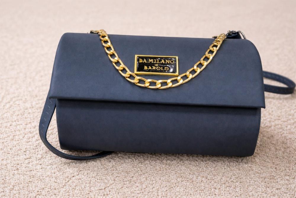 Synthetic Leather Sling Bag with Gold Chain and Clasp