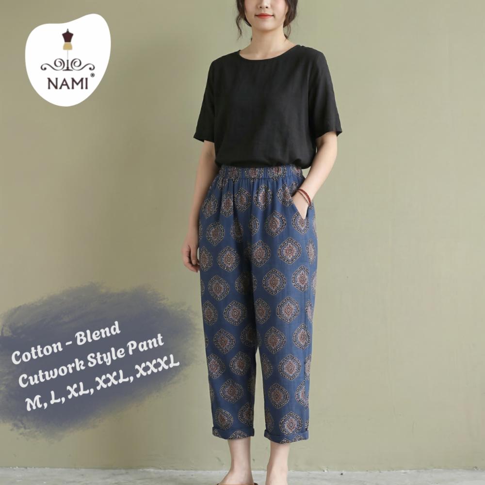 Cotton Blend Loose Fit Pant for women