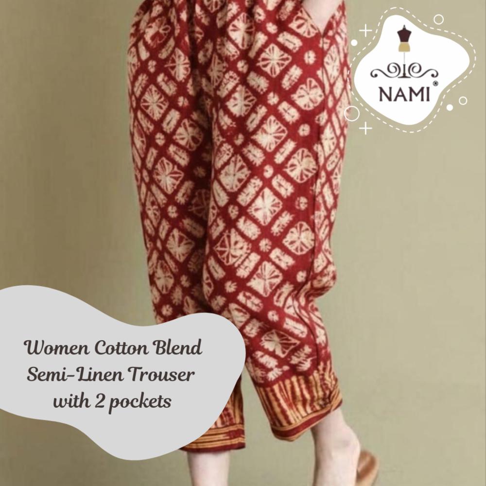 Cotton Blend Cutter Pant Loose Fit with Pockets