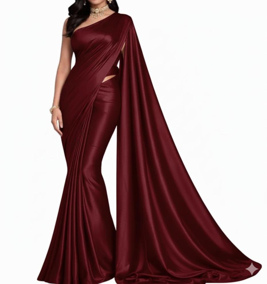 Plain Silky Shine Satin Fabric Material for Stitching and Home Decor, 44 Inch Height, 5 Meter