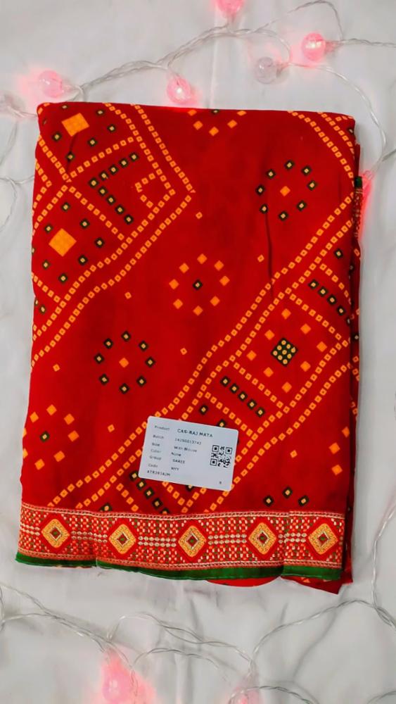 Georgette Jaipuri Bandhani Saree with Bandhani Print and Border!