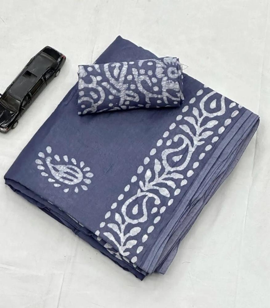 Elegant Women's Batik Printed Cotton Sarees Multi-color Ethnic Collection (5.5m Each) Fabric-65x65 Cotton