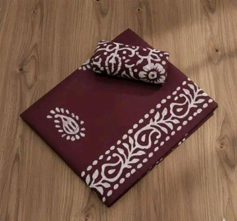 Women\u2019s Maroon Printed Saree with Blouse Piece | Soft Lightweight Fabric | Elegant Ethnic Wear for Daily & Festive Use Fabric Cotton 65x65