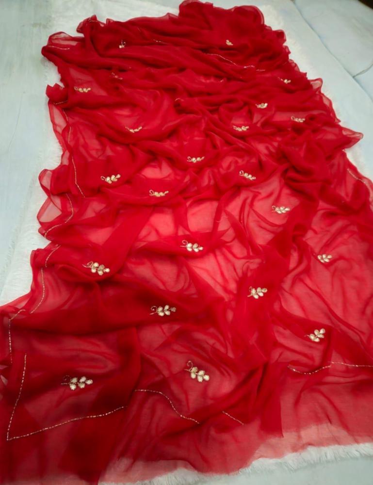 Georgette Saree with Katdana Handwork and Running Blouse