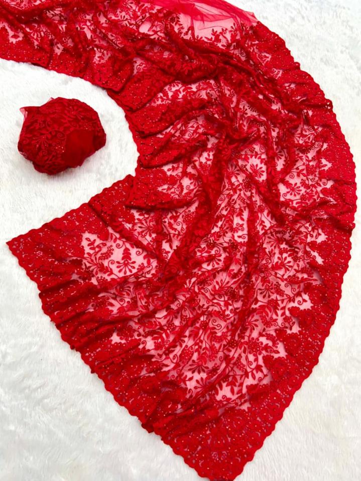 Soft Butterfly Net Glitter Saree with Heavy Thread and Diamond Work, Designer Net Blouse