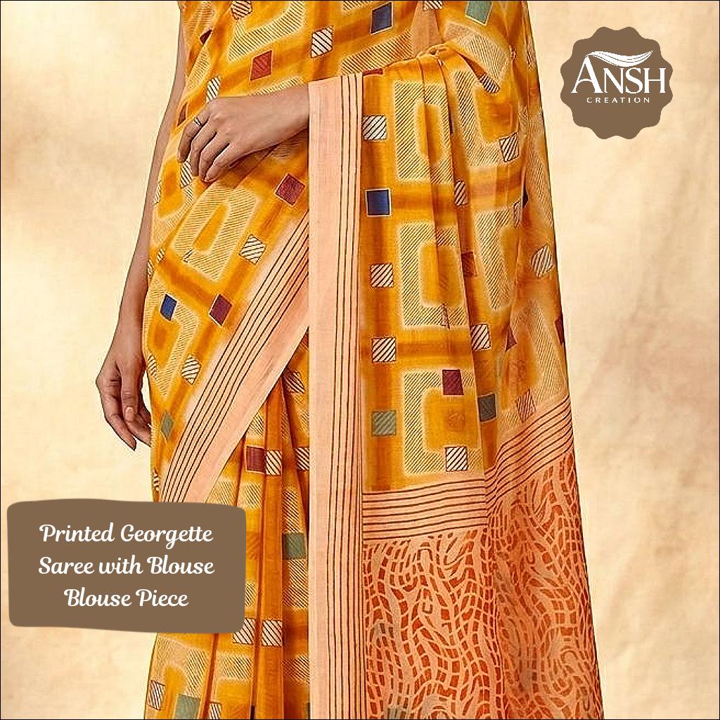 Printed Georgette Daily Wear Saree with Blouse Piece