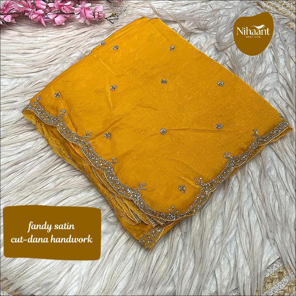 Fandy Satin Handwork Saree with Heavy Khatli Blouse!