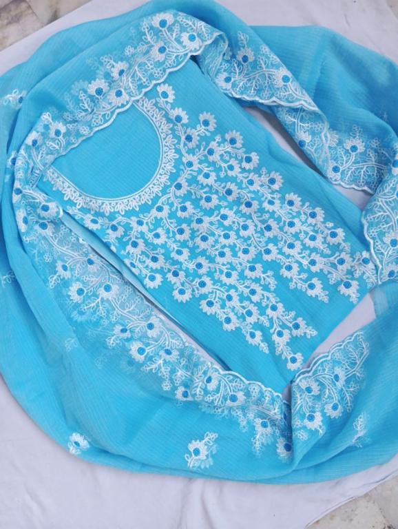 Beautiful unstitched Kota doria cotton suit 