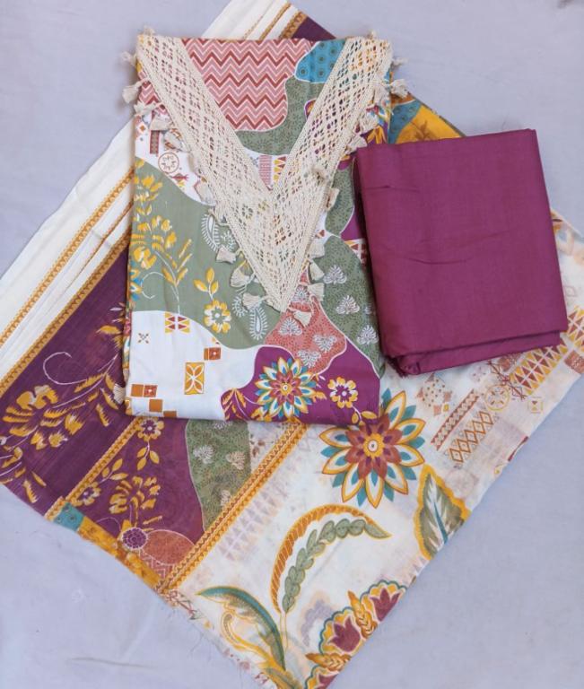 Beautiful Multi Colour Unstitched Cotton Suit