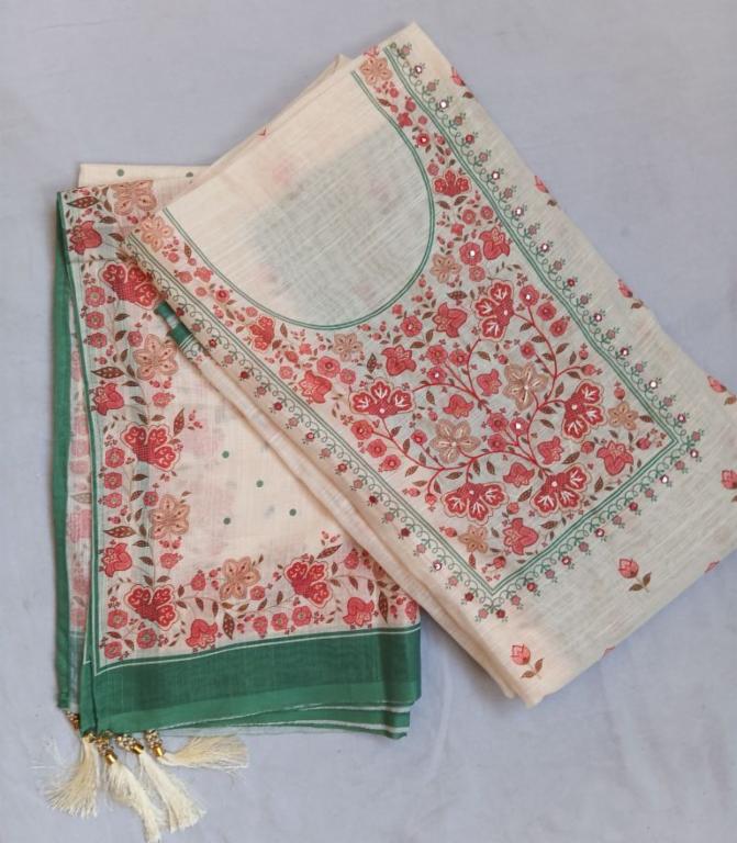 Beautiful Unstitched linen cotton suit 