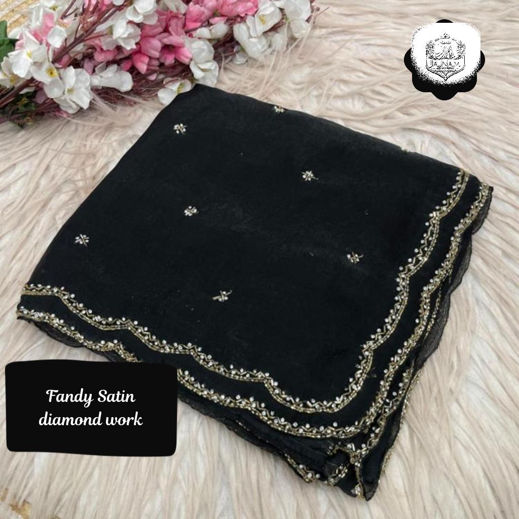 Fandy Sattin Handwork Saree with Khatli and Diamond Work!