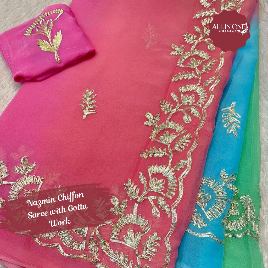 Nazmin Chiffon Saree with Gotta Work and Blouse Piece