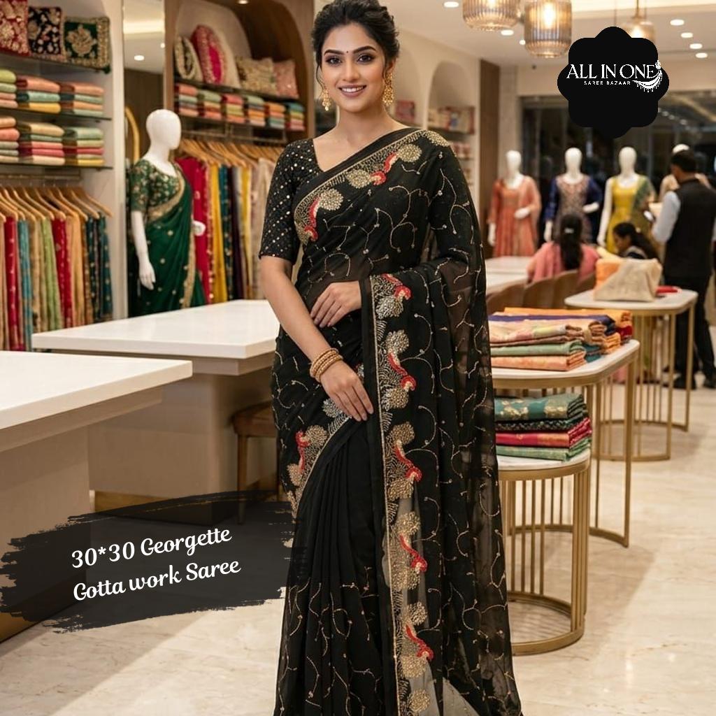 30*30 Georgette Fabric Saree with Gotta Work