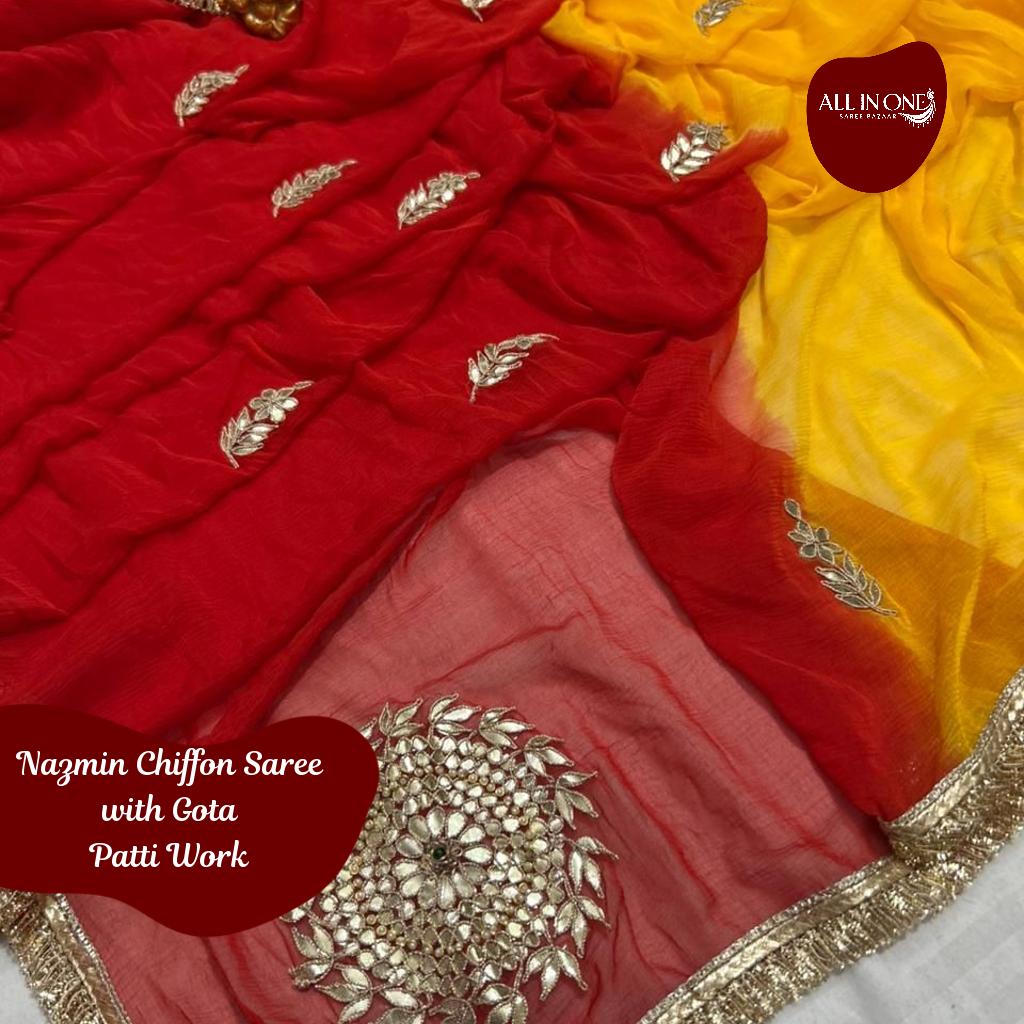 Nazmin Chiffon Saree with Gota Patti Work and Blouse Piece
