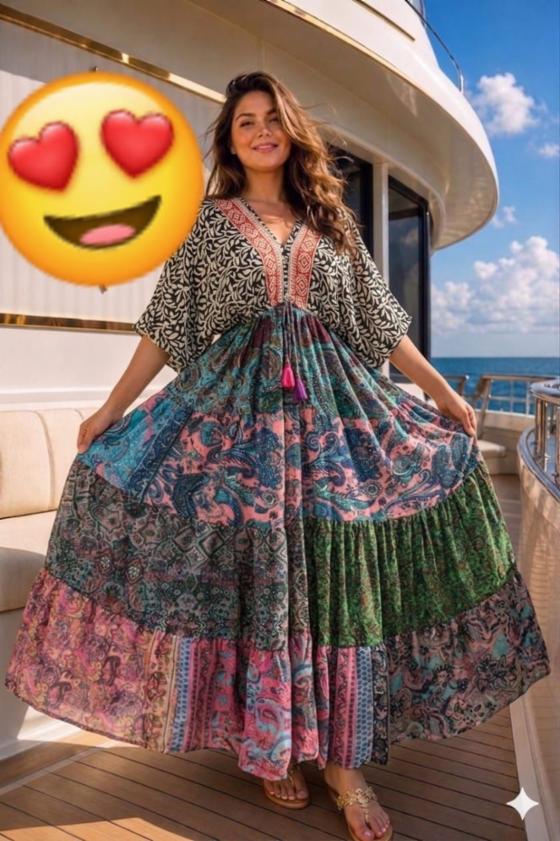 Silk Designer Flair Dress with Beautiful Prints