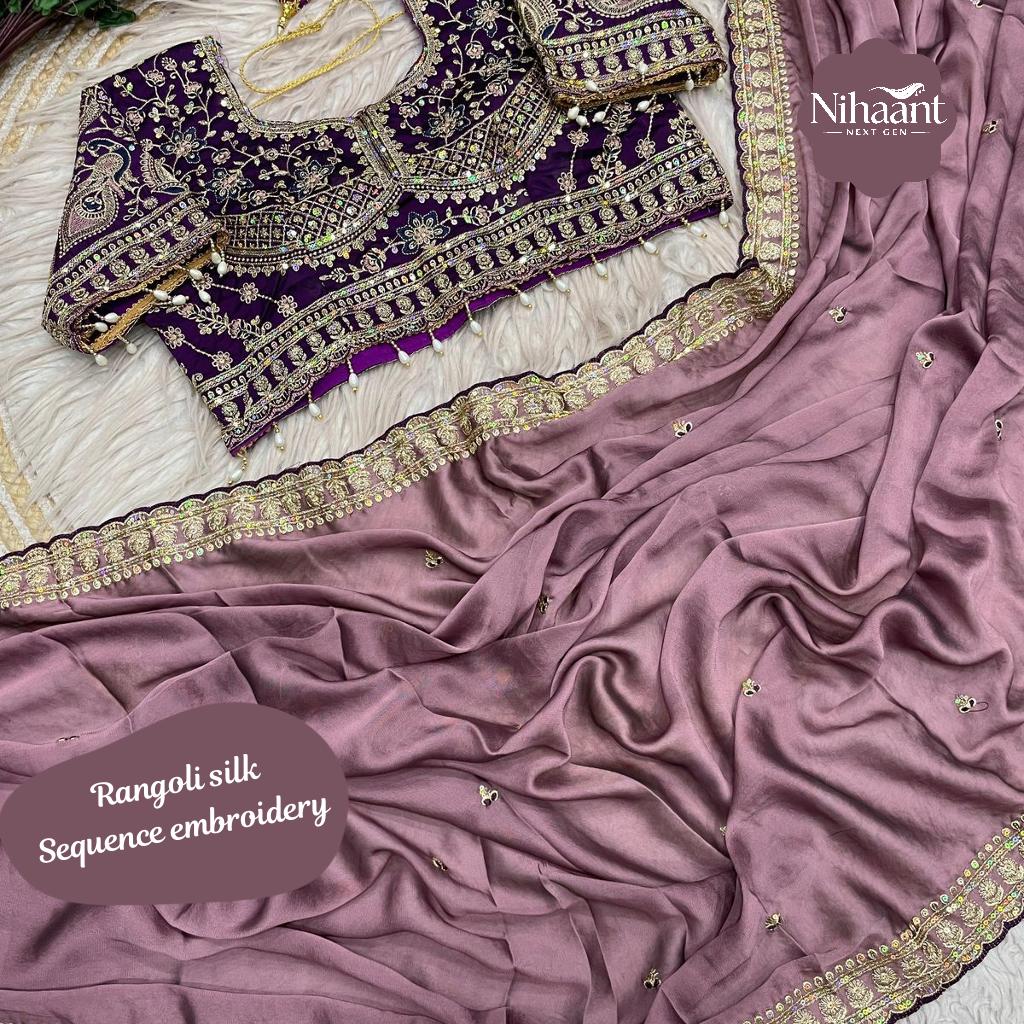 Rangoli Silk Saree with Stitched Blouse, Embroidery Work!