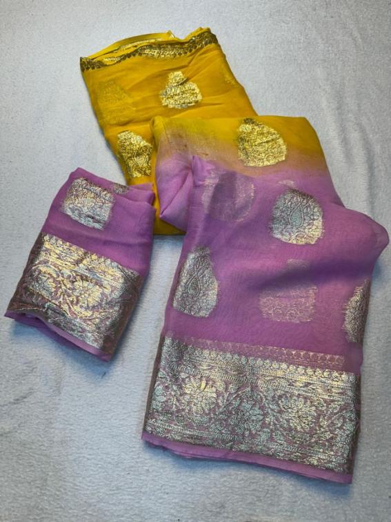 Georgette Viscose Saree with Running Blouse - Free Size