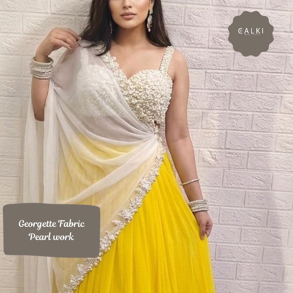 Georgette Lehenga Choli Set with Pearl Work Blouse and Dupatta!