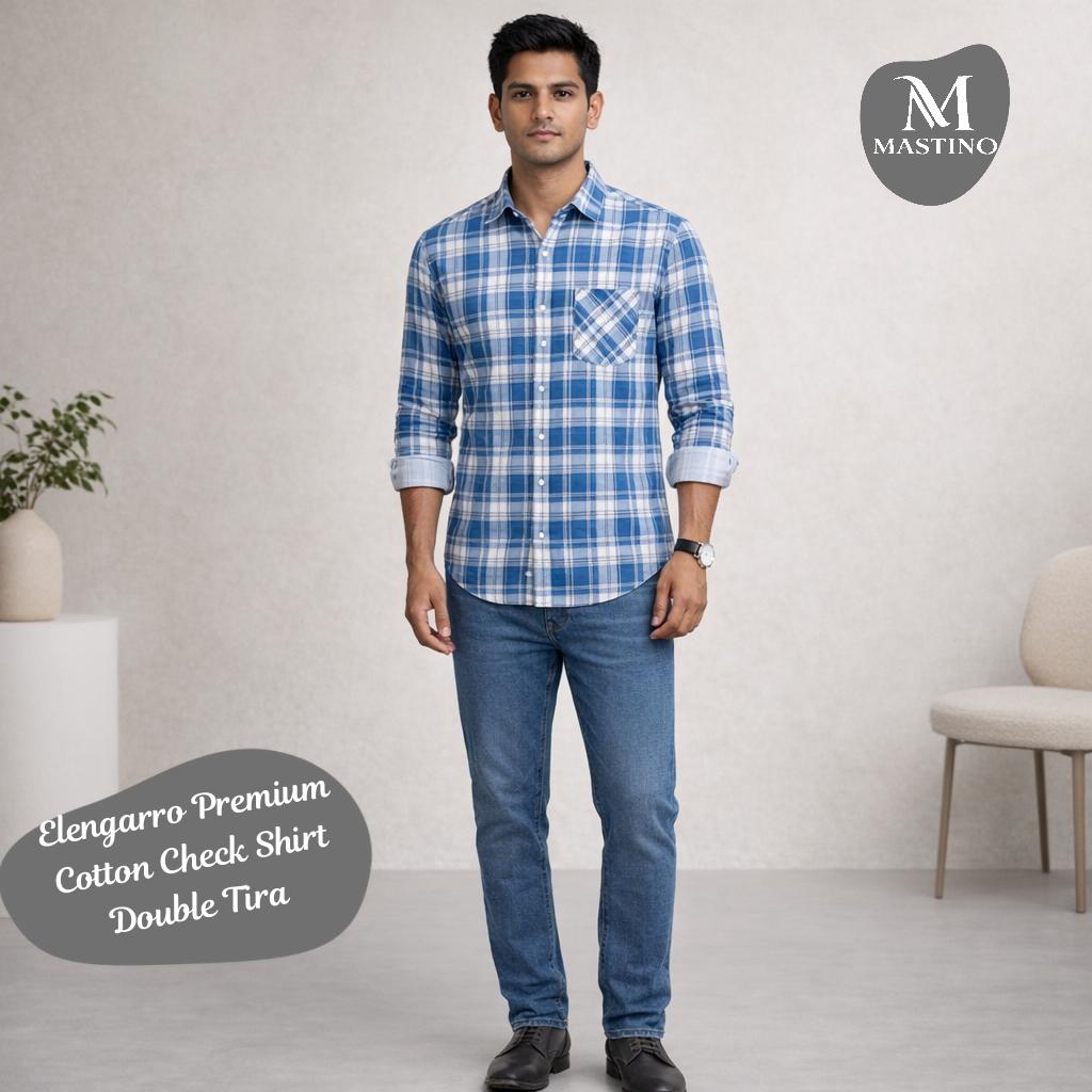 Elengarro Premium Cotton Check Shirt Double Tira