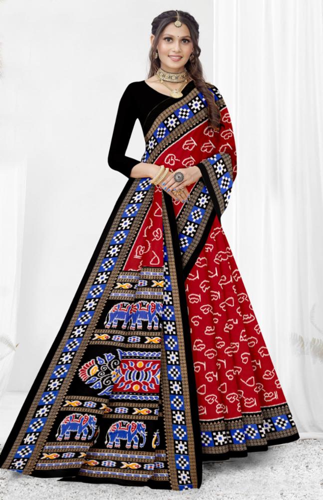 Sambhalpuri Ikkat Cotton Saree Without Blouse
