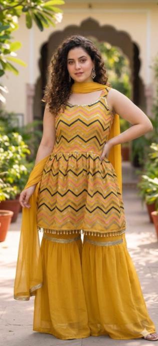 Designer Georgette Suit with Embroidery and Dupatta