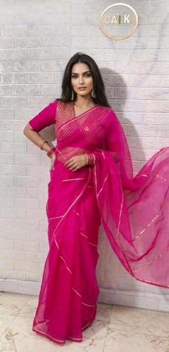 Georgette Saree with Gota Patti Work and Ready-to-Wear Blouse!