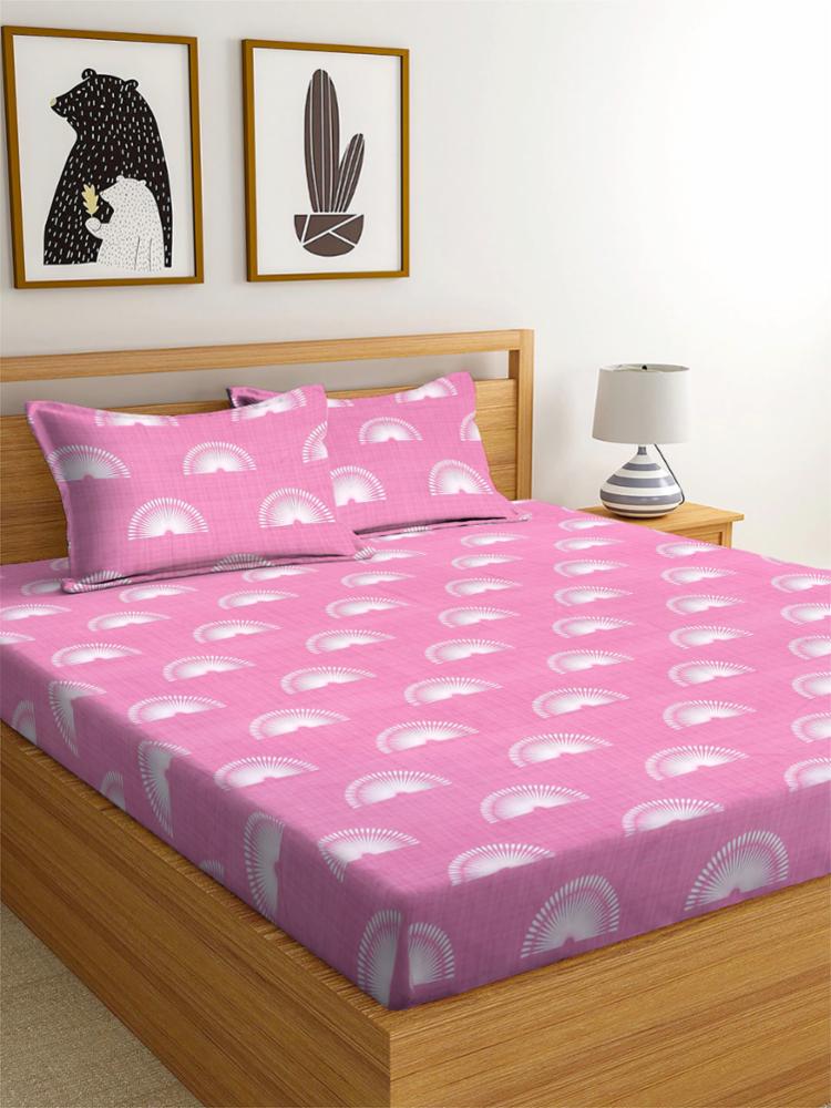 Sai Arpan Poly Cotton Printed Double Bedsheet With 2 Pillow Covers, 90 X 90 Inch